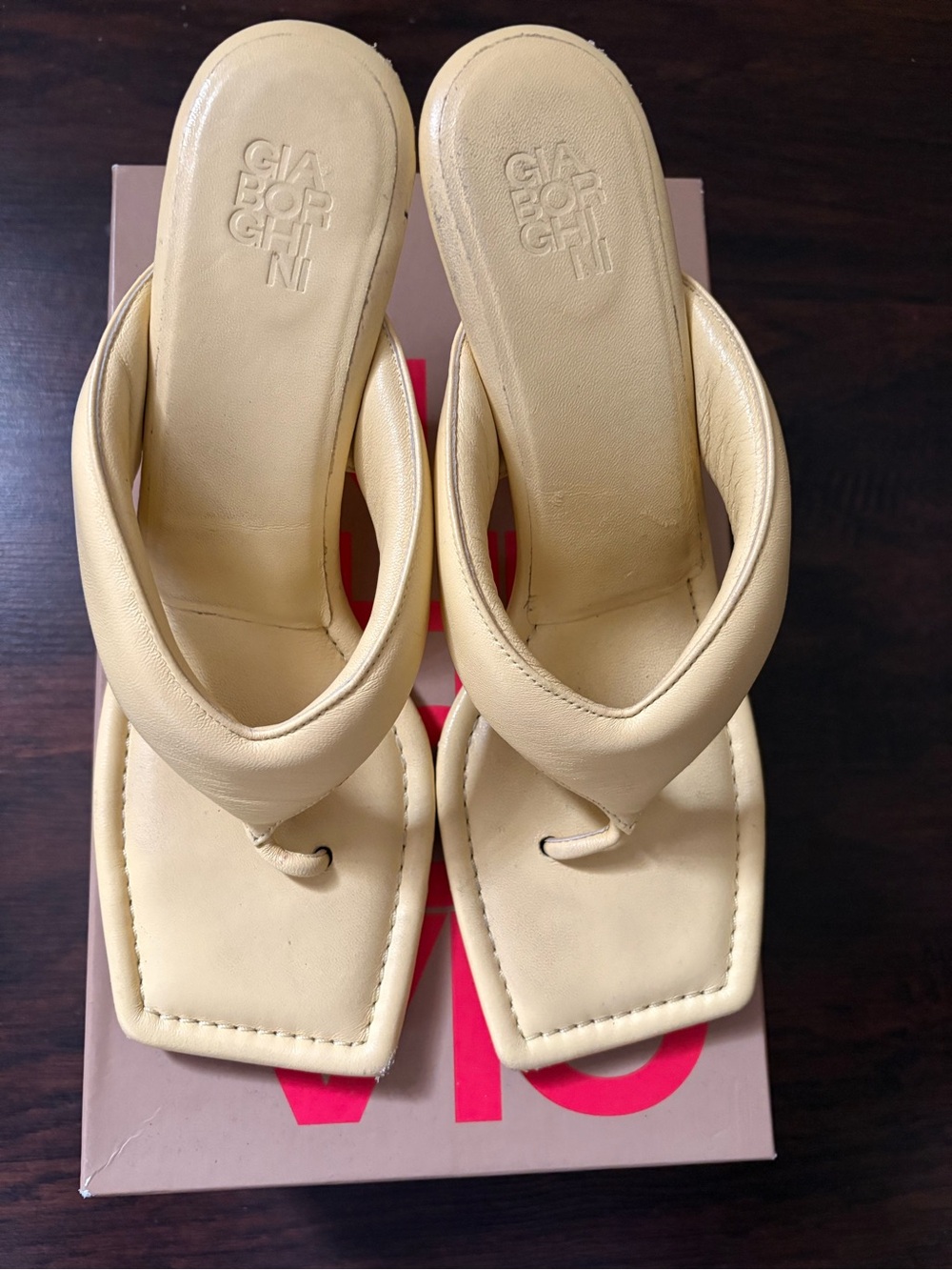 Gia Borghini Yellow Butter Puffy Thong Mule